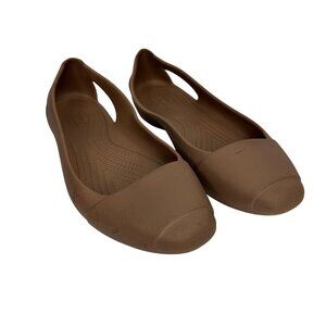 Crocs Brown Cut Outs Comfort Flats Water Shoes Women's Size 8